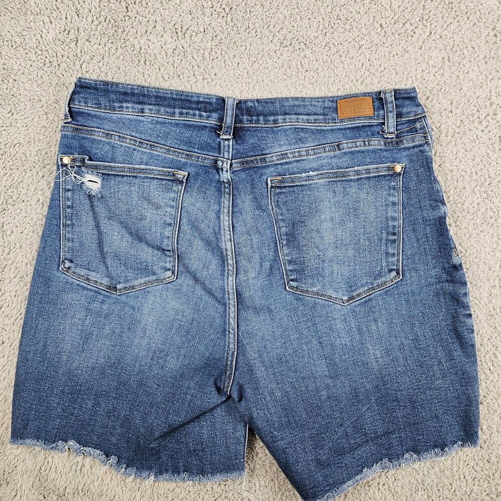 Judy blue Shorts Womens 1XL Stretch Raw Hem High Rise Distress Cut Off Mom Fray - Picture 2 of 10